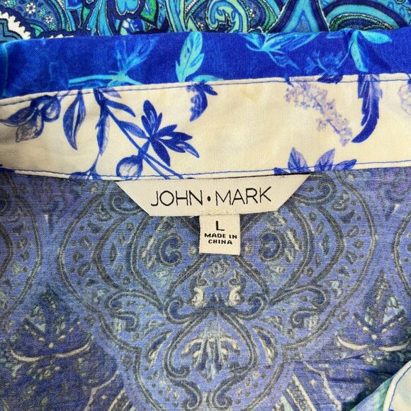 NWOT John Mark Floral Long Sleeve Button-Down Top Blouse Shirt Size L - Picture 9 of 13